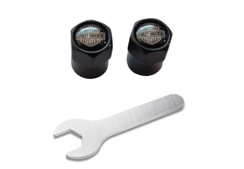 2 pcs HARLEY DAVIDSON valve caps, black valve covers