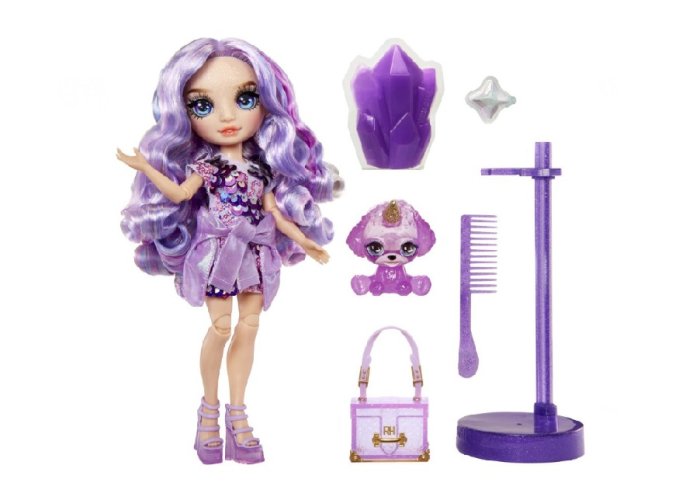 MGA Rainbow High Lėlė Slime Kit & Pet - Violet Wilow