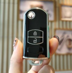 LUXURY key cover for MAZDA cars black glossy/chrome