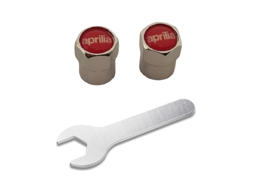 2 pcs APRILIA valve caps, silver valve covers