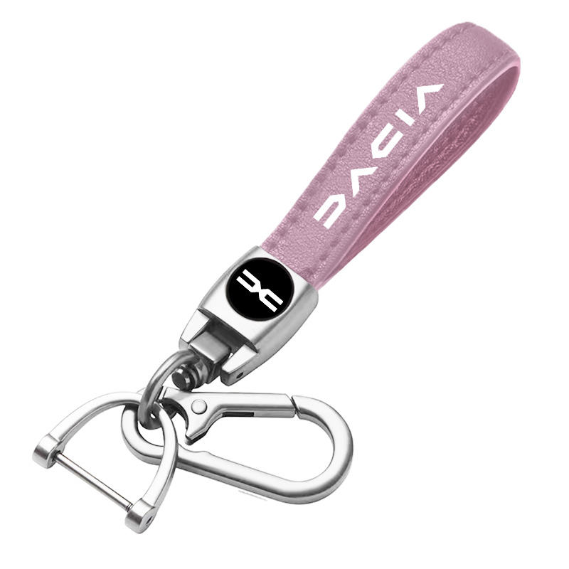 DACIA key fob, keychain, pink leather