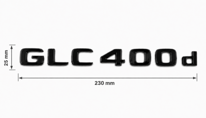 Mercedes lettering GLC400d - glossy black 230mm