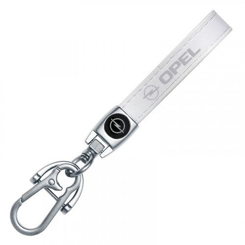 OPEL key fob, keychain white leather