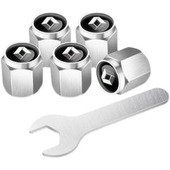 4 pcs RENAULT valve caps, valve covers silver/chrome