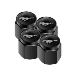 4 pcs FORD MUSTANG valve caps, black valve covers