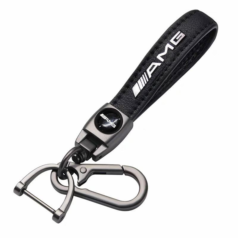 MERCEDES BENZ AMG key fob, keychain black leather