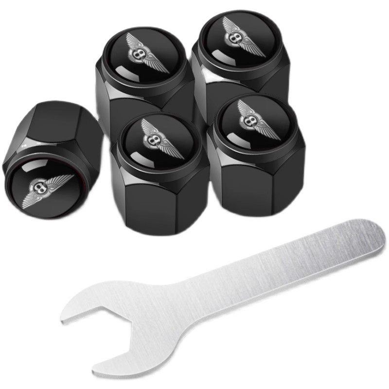 4 pcs BENTLEY valve caps, black valve covers