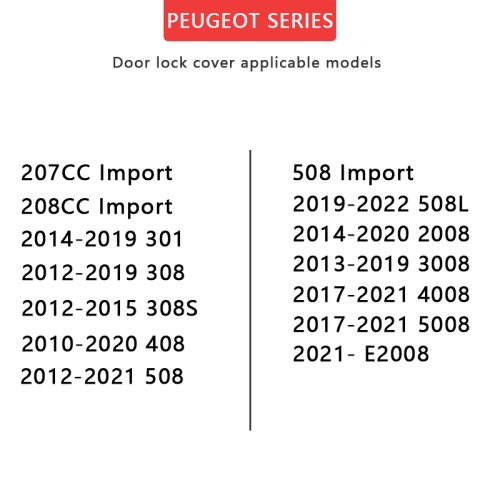 4 stuks PEUGEOT Beschermkap voor deurgrendel- zwart glanzend