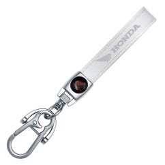 HONDA MOTO key fob, keychain white leather