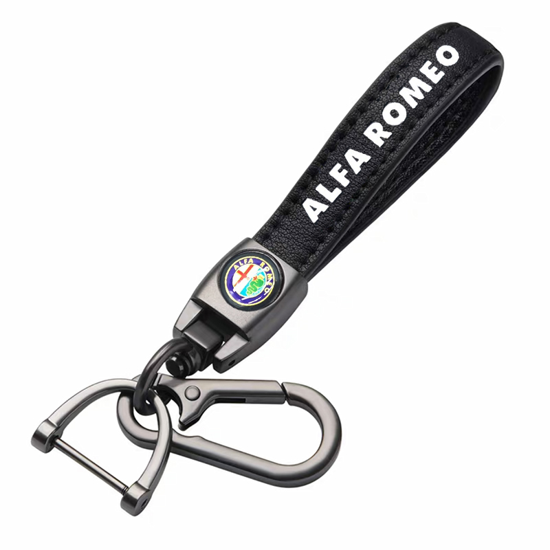 ALFA ROMEO key fob, keychain black leather