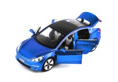 Tes model 3 leksak metall modell batteridrivna lampor ljud 1:32 Blå
