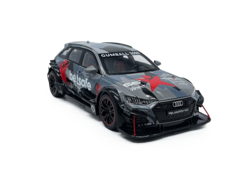 Audi RS6 DTM RACING metalen model speelgoedbatterijverlichting klinkt 1:24 Grijs