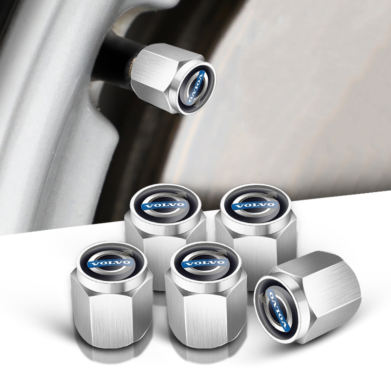 4 pcs VOLVO valve caps, valve covers silver/chrome