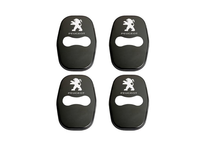 4 pcs PEUGEOT Protective cover for the door latch- black glossy