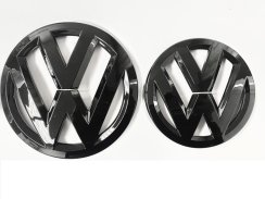 VW Polo (V) 2019-2020 přední a zadní znak, logo (14cm a 11,2cm) - černá lesklá