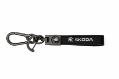 ŠKODA key fob, keychain black leather