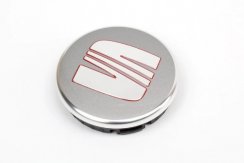 Hjulcenterkappe SEAT 55mm grå-sølv rød krom 5F0601171