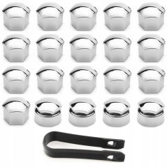 Bolt covers, for wheel bolts 17mm, set of 16+4 chrome