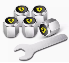 4 pcs FERRARI valve caps, valve covers silver/chrome