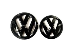 VW TOURAN 1T3 (2011-2015) logotipo (13,7 cm e 12 cm) Emblema dianteiro e traseiro - preto brilhante