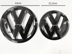VW Polo (V) 2019-2020 Emblem vorne und hinten, Logo (14 cm und 11,2 cm) – glänzendes Schwarz