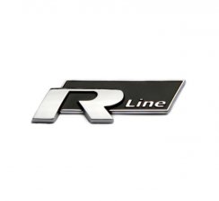 VW R-Line inscription metal side chrome black 77 mm