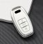 LUXURY key cover for AUDI cars white glossy/silver