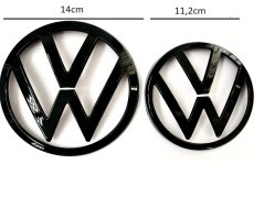 VW GOLF VIII MK8 (2021-2023) emblem fram och bak, logotyp (14 cm och 11 cm) - blank svart