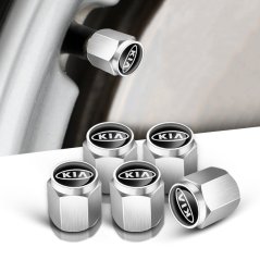 4 pcs KIA valve caps, valve covers silver/chrome