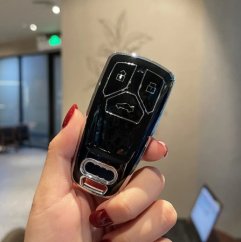 LUXURY key cover for AUDI cars black glossy/chrome