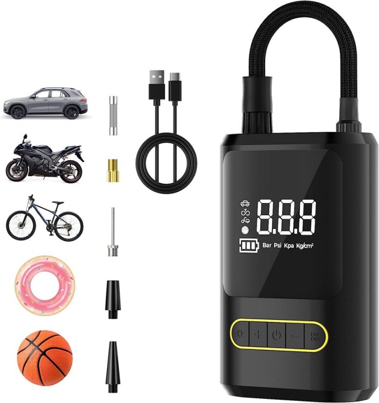 Wireless cordless air compressor 4000mAh with 150PSI digital pressure gauge