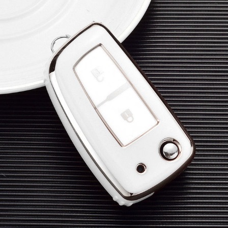 LUXURY key cover for NISSAN cars white glossy/Chrome