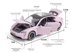 Porsche Taycan metalen model speelgoedbatterijverlichting klinkt 1:32 Wit