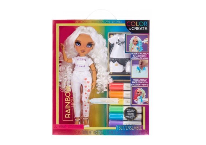 MGA Rainbow High Fashion Doll Color & Create met paarse ogen
