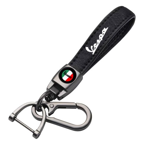Vespa key fob, keychain black leather