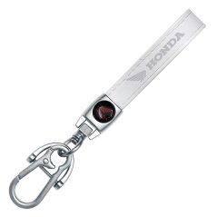 HONDA MOTO key fob, keychain white leather