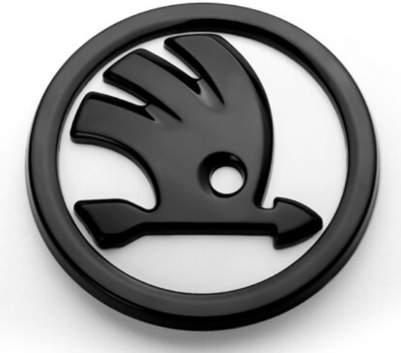 Емблема, лого на капака ШКОДА 90mm бял черен 32D853621A