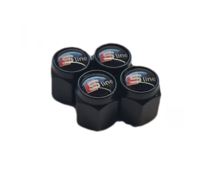 4 pcs AUDI S line valve caps, black valve covers