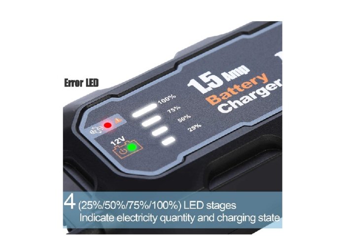 Fully automatic intelligent charger 1.5A - 12V portable