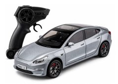 RC Tes model 3 kovový model hračka na baterie světla zvuk 1:24 Šedá