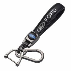 FORD přívěsek na klíče, klíčenka, černá kůže