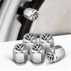 4 pcs VOLKSWAGEN valve caps, valve covers silver/chrome