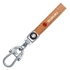 SUZUKI key fob, keychain brown leather