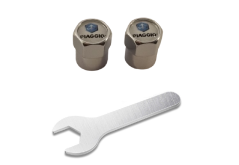 2 pcs PIAGGIO valve caps, silver valve covers