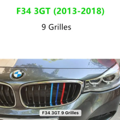 BMW 3 Gran Turismo (F34) 2012.07- Strisce M-Performance per la maschera anteriore, 9 griglie
