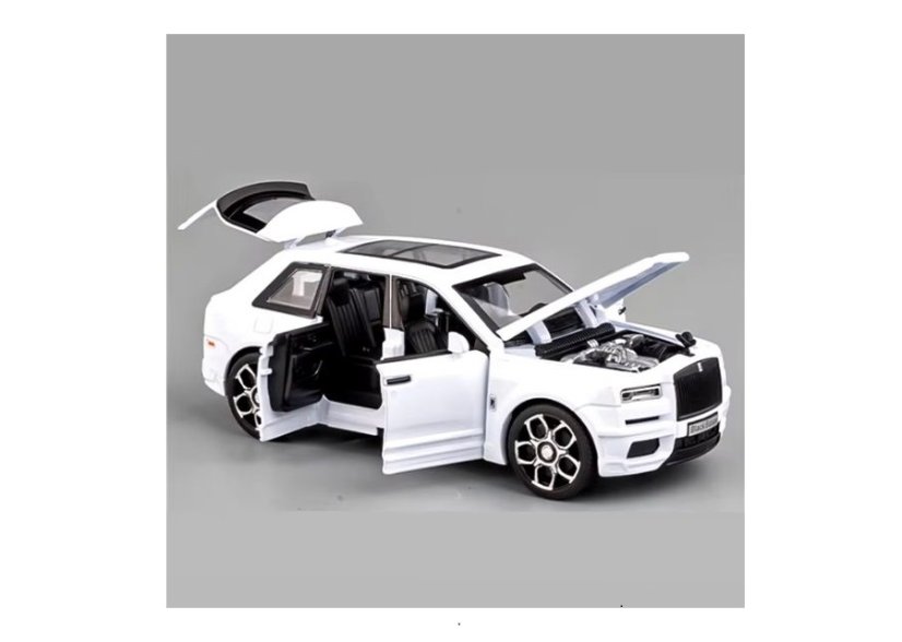 Rolls Royce Cullinan metalen model batterij speelgoed met caravan licht geluid 1:20 wit