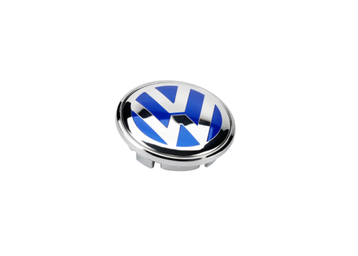 Capuchon de centre de roue VW VOLKSWAGEN Ø 65mm bleu/chromé 3B7601171