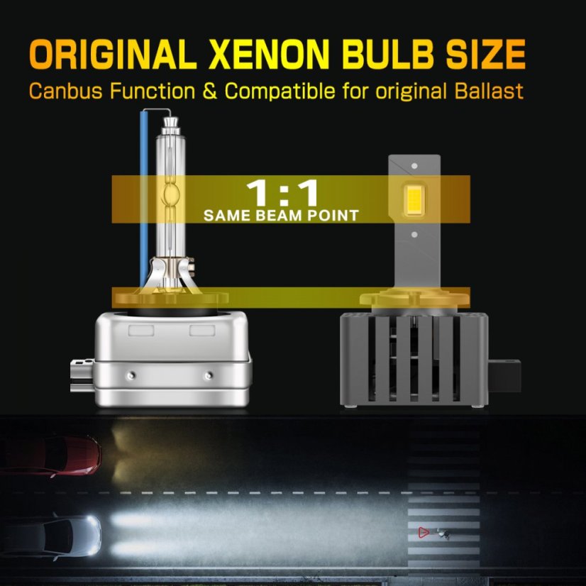 D1S Front LED xenon bulbs for lights, D1S up to 500% more brightness 6000-6500k