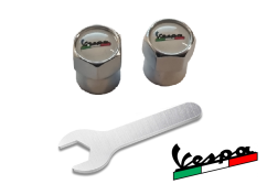 2 pcs VESPA valve caps, silver valve covers