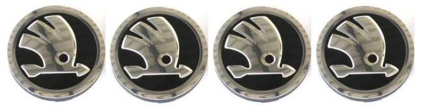 4pcs Wheel center caps ŠKODA 65mm black chrome 3B7601171
